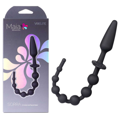 Black Anal Plug with Beads