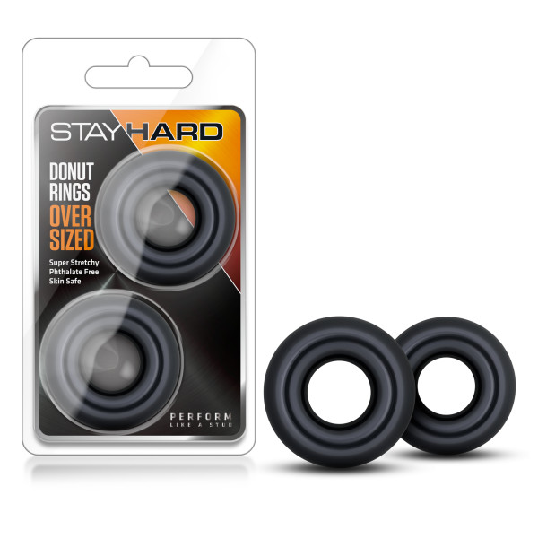 Black Large Cock Rings - Set of 2
