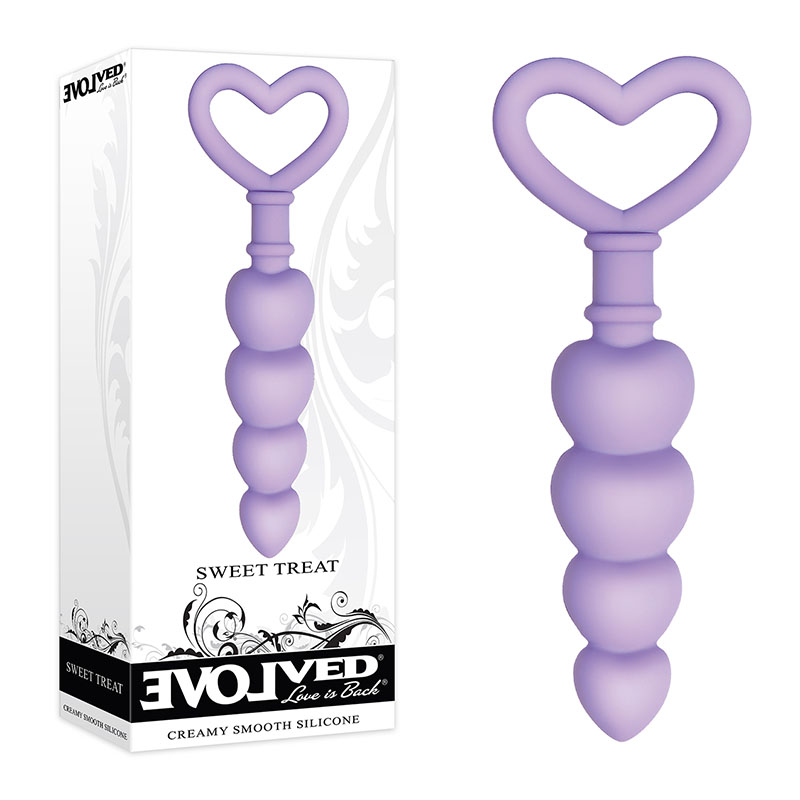 Purple 11.5 cm Beaded Butt Plug with Handle