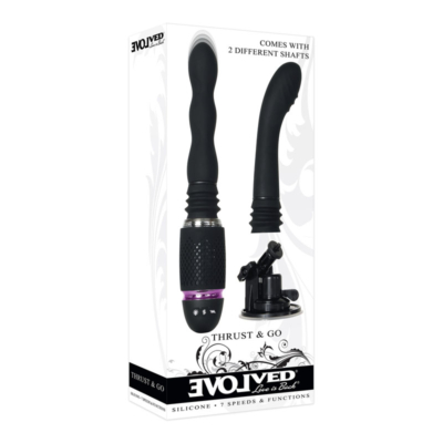 Black 15 cm USB Rechargeable Thrusting Vibrator with Interchangable Shafts