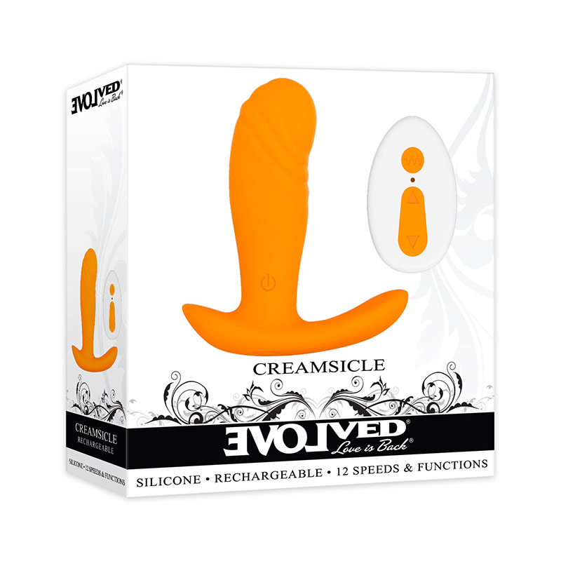 Orange 8.7 cm USB Rechargeable Stimulator with Wireless Remote
