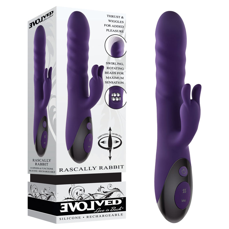 Purple 22.9 cm USB Rechargeable Rabbit Vibrator