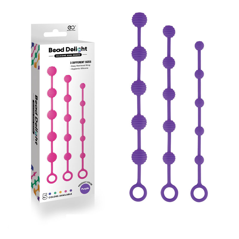 Purple Anal Beads - Set of 3 Sizes