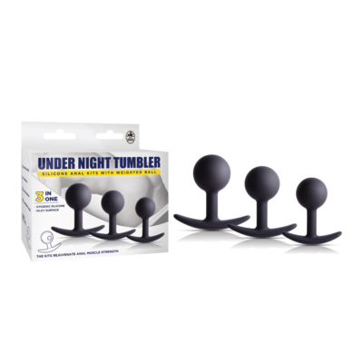 Black Butt Plugs with Weighted Balls - Set of 3 Sizes