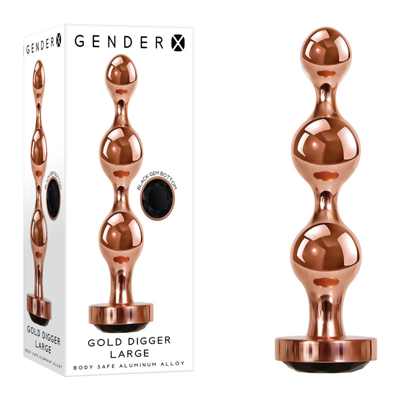 Rose Gold Large Butt Plug with Black Gem Base