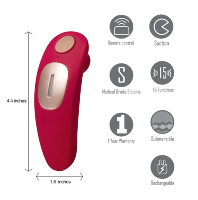 Red USB Rechargeable Panty Vibe with Suction