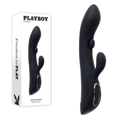 Black 23.3 cm USB Rechargeable Rabbit Vibrator with G-Spot Tapper
