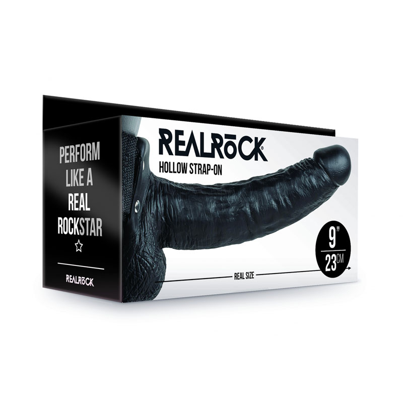 Black 23 cm Hollow Strap-On