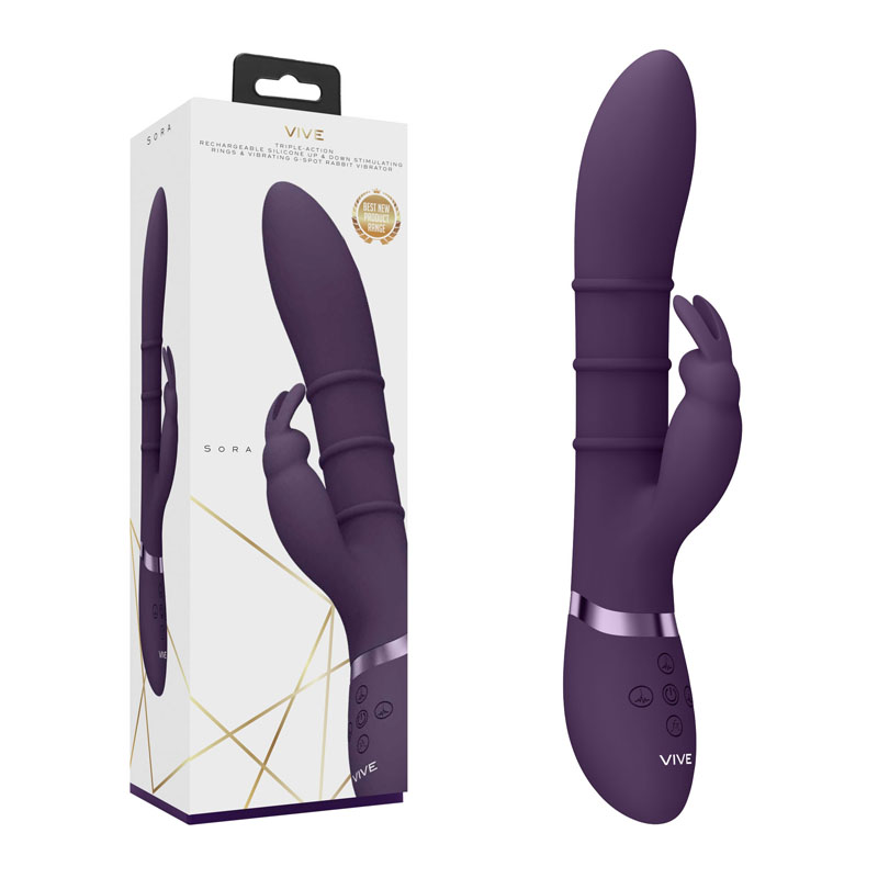 Purple 24.2 cm USB Rechargeable Rabbit Vibrator