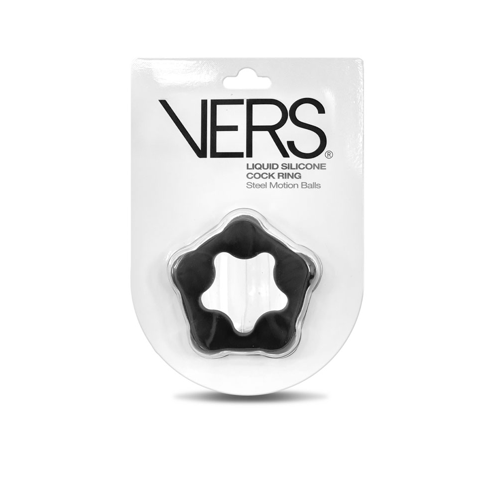 Black Cock Ring with Steel Motion Balls