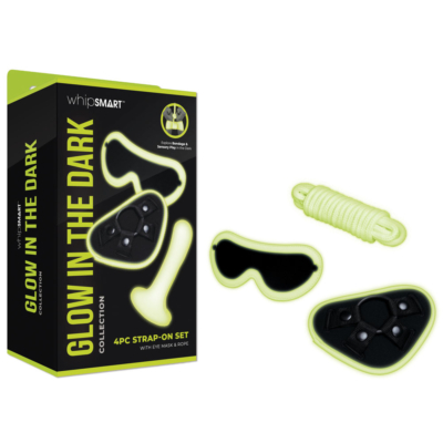 Glow in Dark 15.2 cm Strap-On with Eye Mask & Rope