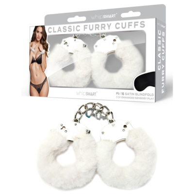 White Furry Restraints with Bonus Eye Mask
