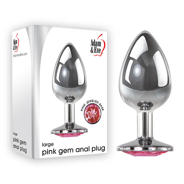 Silver Large cm Metal Butt Plug with Pink Gem