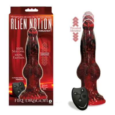 Red/Black 22.9 cm USB Rechargeable Thrusting Fantasy Dong with Remote